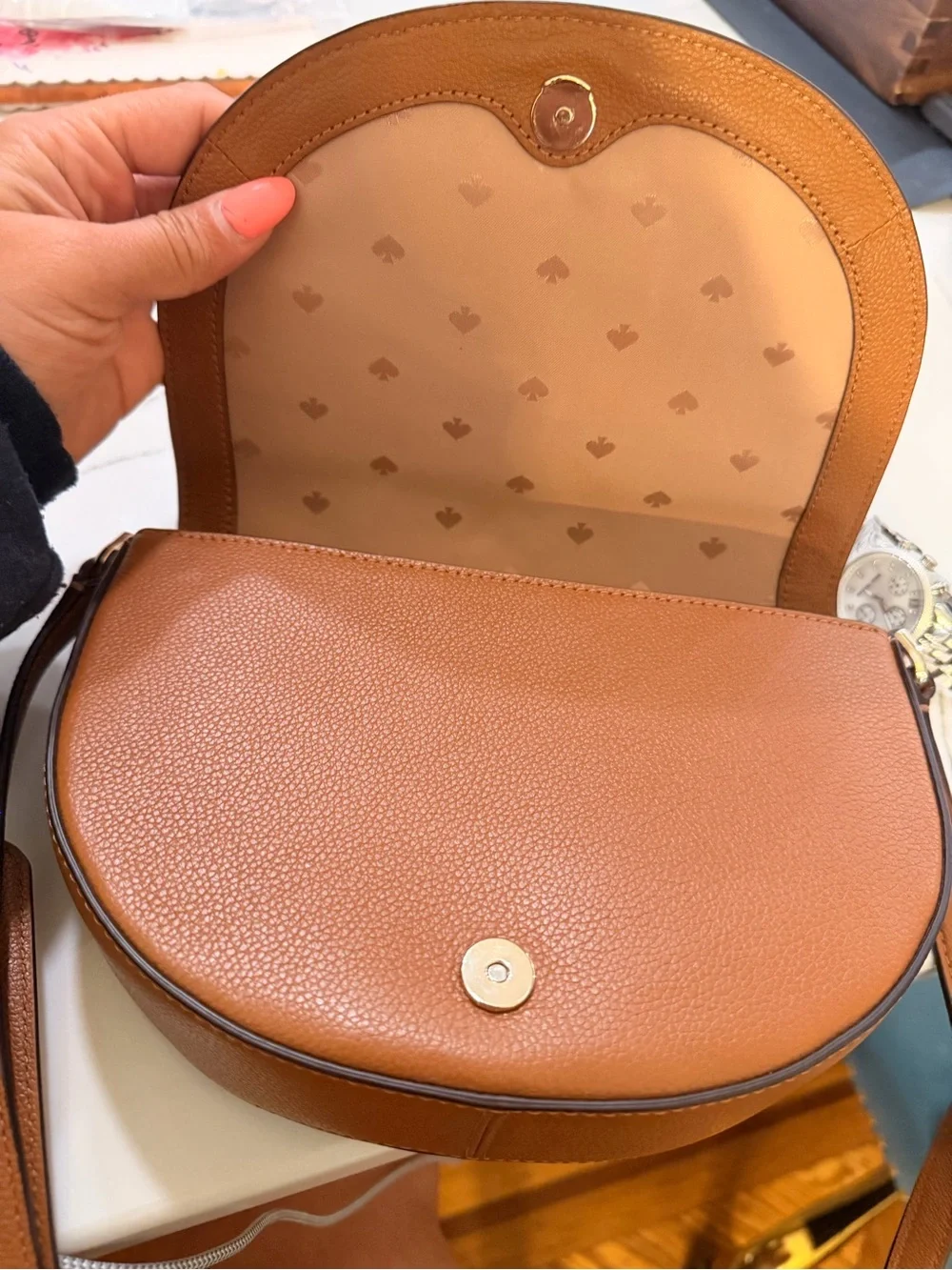 NWOT kate spade Caramel Tan Pebbled Leather Crossbody Bag